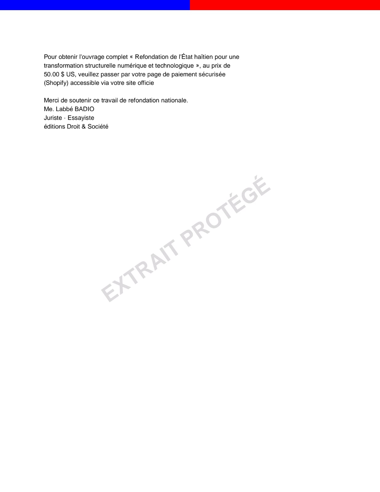 REFONDATION DE L'ÉTAT HAÏTIEN POUR UNE TRANSFORMATION STRUCTURELLE NUMÉRIQUE ET TECHNOLOGIQUE