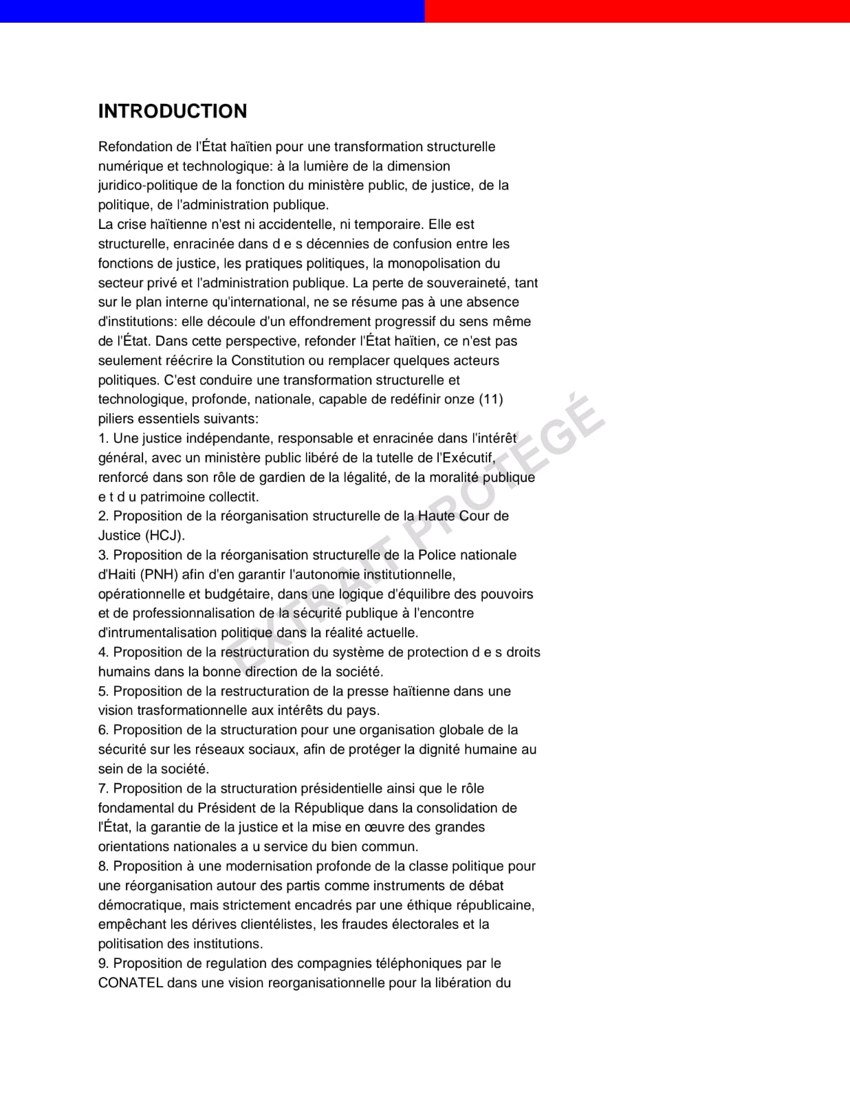 REFONDATION DE L'ÉTAT HAÏTIEN POUR UNE TRANSFORMATION STRUCTURELLE NUMÉRIQUE ET TECHNOLOGIQUE