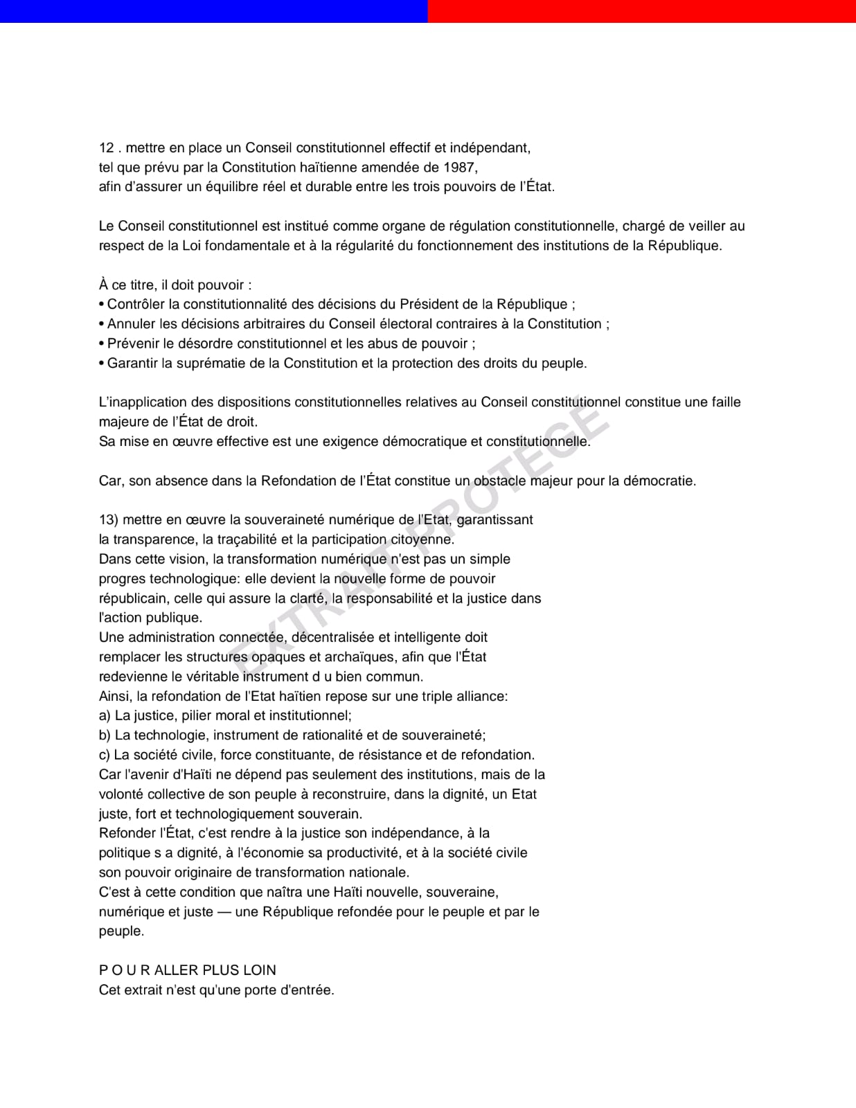 REFONDATION DE L'ÉTAT HAÏTIEN POUR UNE TRANSFORMATION STRUCTURELLE NUMÉRIQUE ET TECHNOLOGIQUE